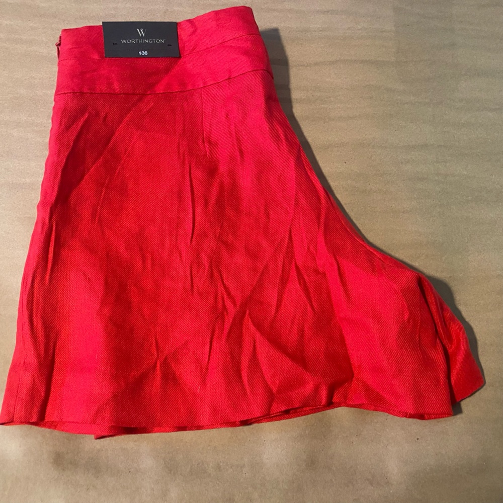 Worthington Women's Linen Shorts Red Size 6 Side Zip & Pockets